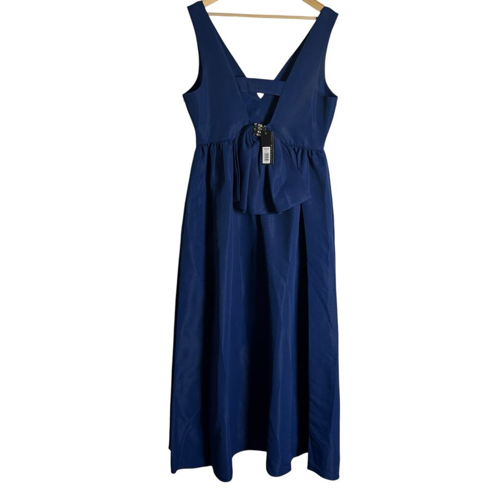 Sachin & Babi Katrina Midnight Blue Sleeveless V-Neck Bow Back Cocktail Gown 14 - Picture 11 of 14